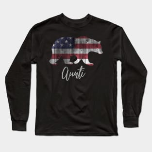 Aunti Bear 4th of july flag american Long Sleeve T-Shirt